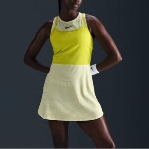 NWT $130 Nike Court Slam Women's Tennis Dress Tight Fit XS Yellow